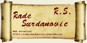 Rade Surdanović vizit kartica